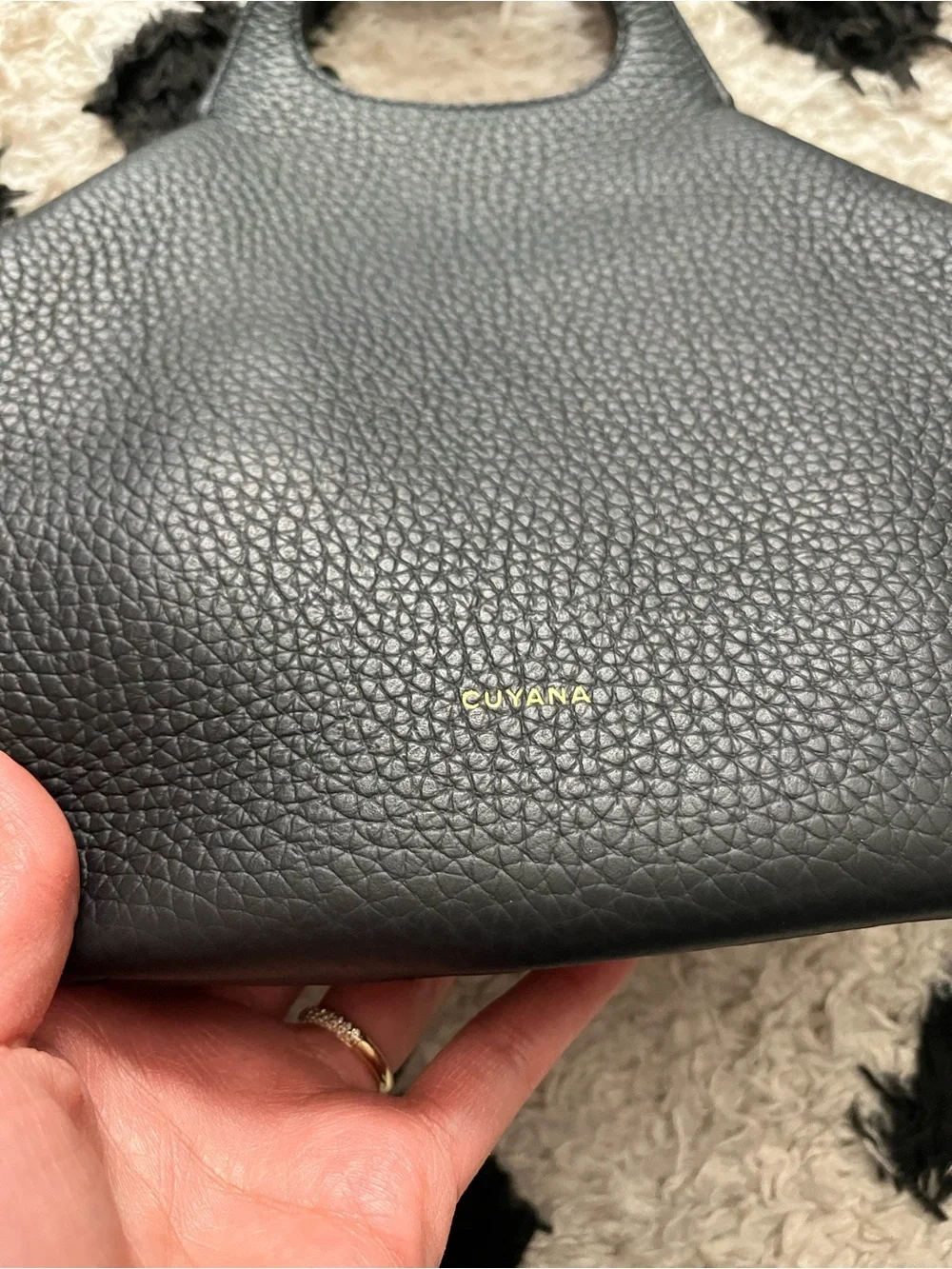 CUYANA Paloma Bag Black Pebbled Leather Tote Bag